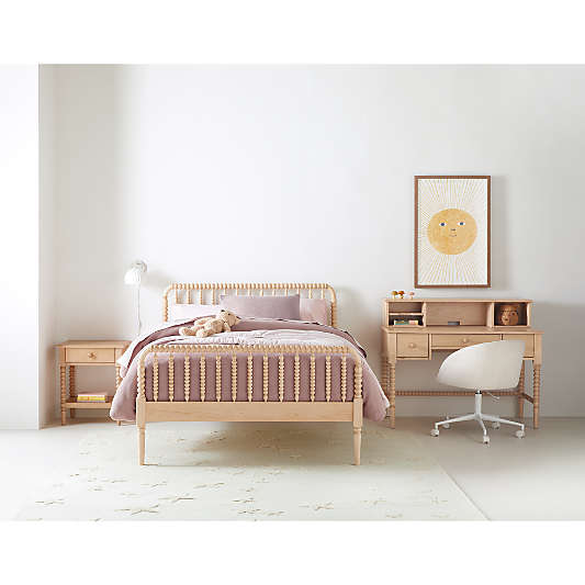 Jenny Lind Maple Wood Spindle Kids Nightstand with Drawer