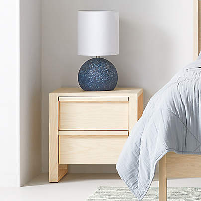 Gemini Light Ash Wood 2-Drawer Kids Nightstand