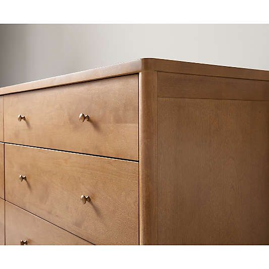 Hampshire 50" Natural Brown Wood 6-Drawer Wide Kids Dresser