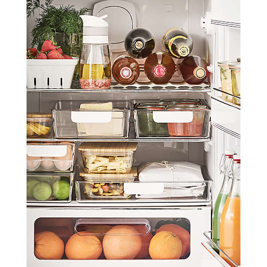 Crate & Barrel Rectangular Glass Storage Container with Bamboo Lid, 2-cup, Set of 4