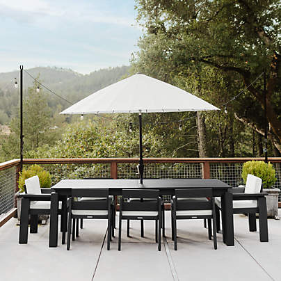 Walker 96"-144" Dark Grey Extendable Outdoor Dining Table