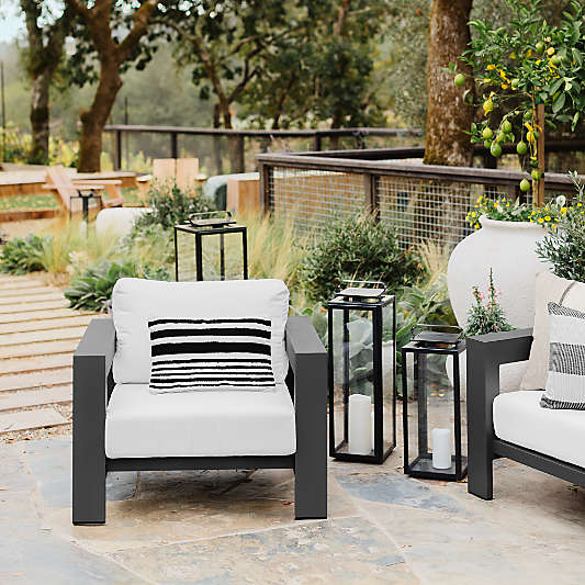 Walker Metal Outdoor Lounge Chair with Canvas White Sunbrella ® Cushions