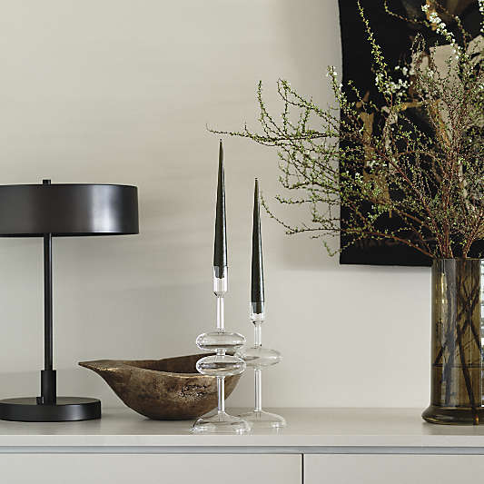 Zain Dark Pewter Grey Table Lamp with USB Port 18"