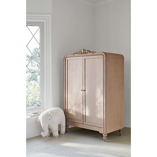 Lennox Carved Natural Wood Kids Armoire by Leanne Ford