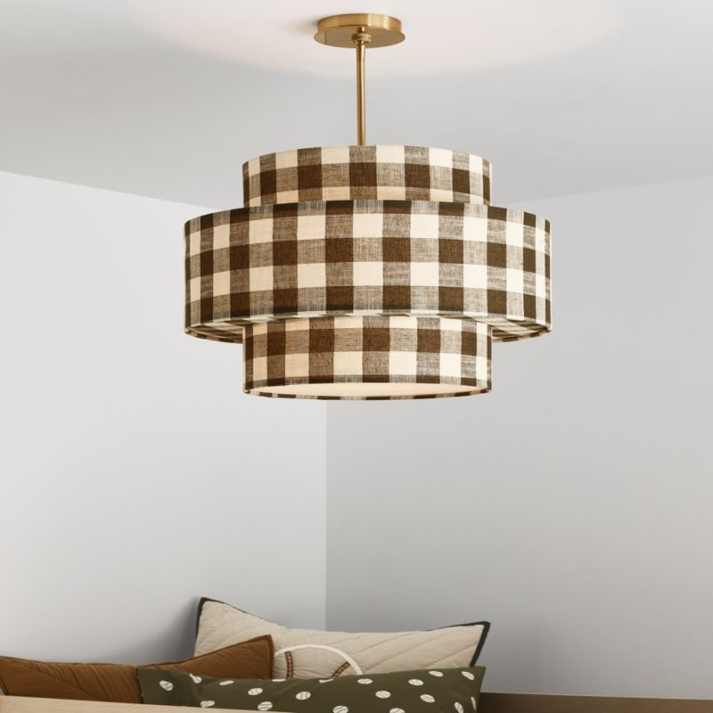 Reese Black Gingham Linen 22" Kids Semi-Flush Mount Ceiling Light - image 4 of 9