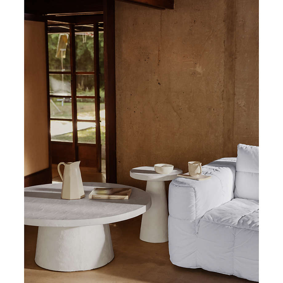 Willy white plaster pedestal side table sale