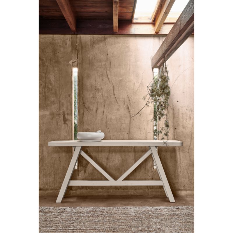 Aya Whitewash Pine Wood 72" Rectangular Console Table by Leanne Ford