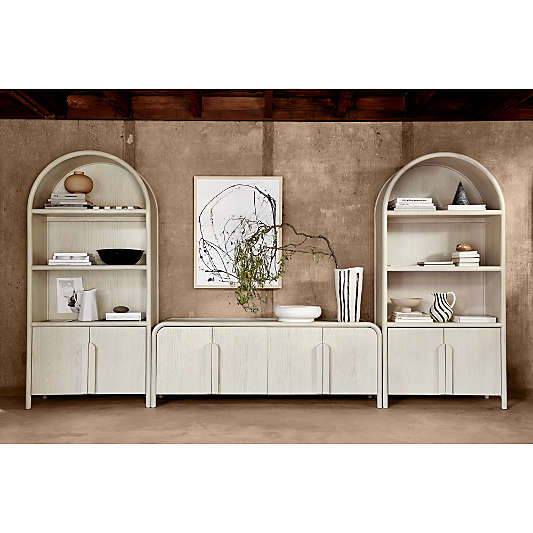Annie 149" Whitewash Wood Storage Media Console Set by Leanne Ford