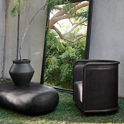 Pebble Charcoal Concrete 59" Oval Indoor/Outdoor Coffee Table by Leanne Ford
