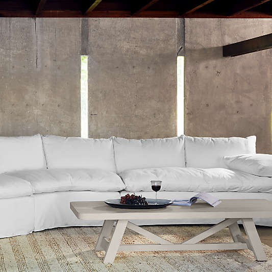 Aya Whitewash Pine Wood 68" Rectangular Coffee Table by Leanne Ford