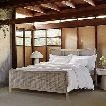 Fields Cane and White Oak Wood King Bed by Leanne Ford