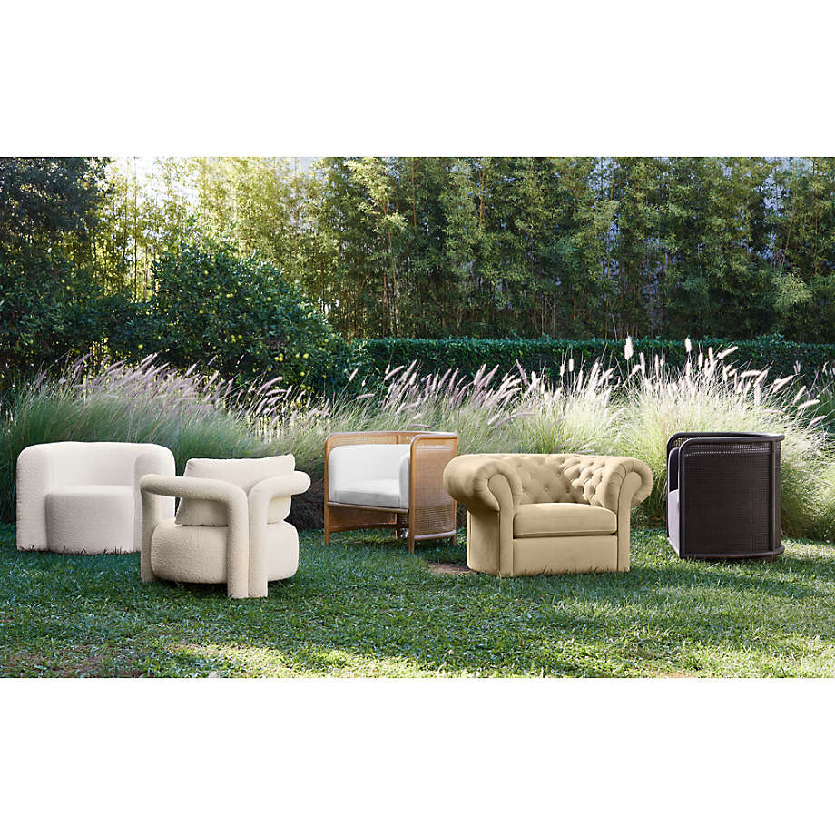 Fields cane back white accent chair on sale