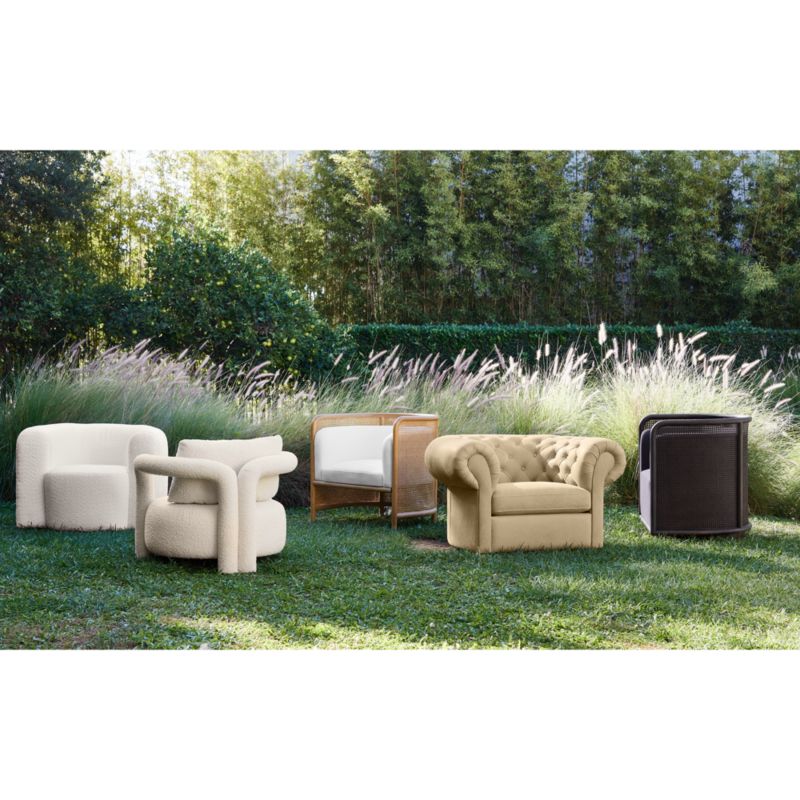 Fields Cane Back White Accent Chair