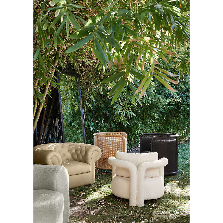 Fields Cane Back White Accent Chair Reviews Crate Barrel