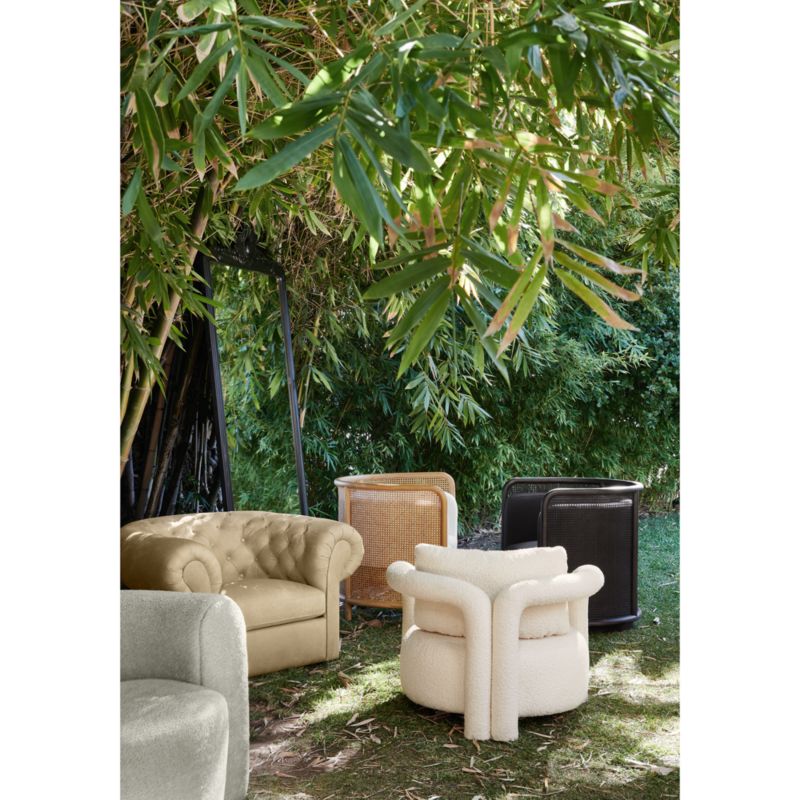Fields Cane Back White Accent Chair
