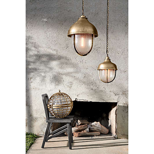 North Small Brass Cage Pendant Light by Leanne Ford