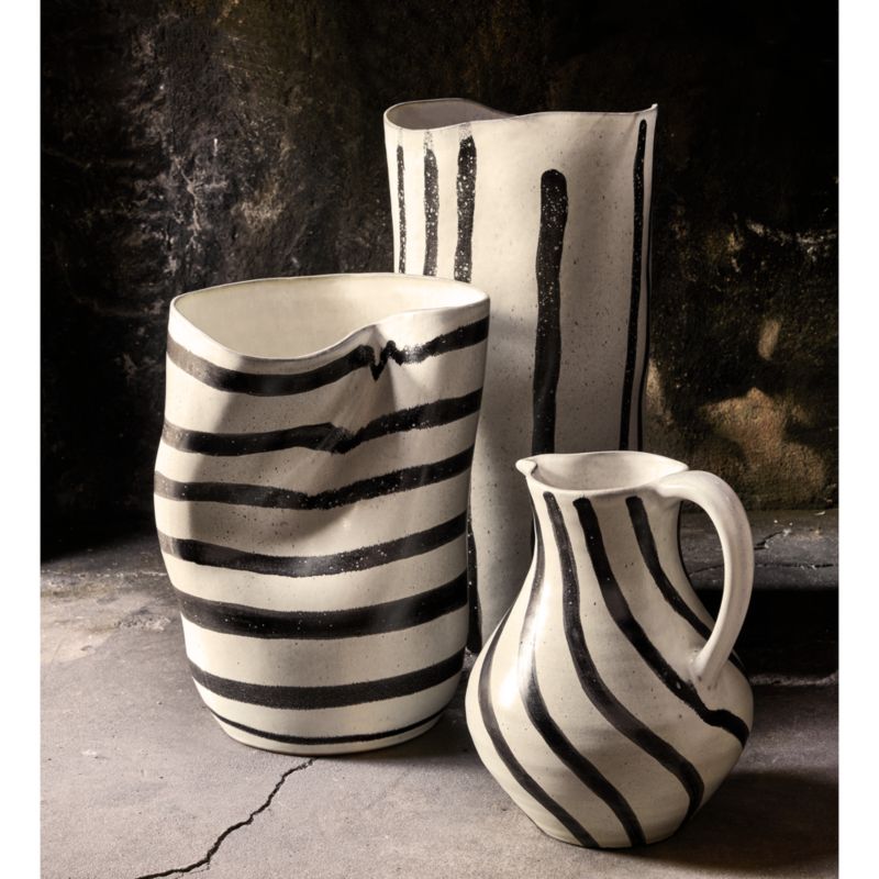 Paso Black and White Ceramic Vase by Leanne Ford 13"