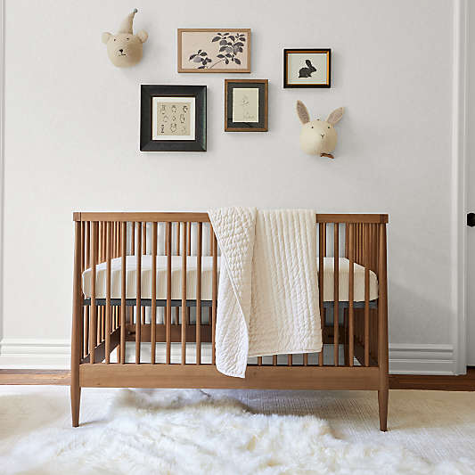 Hampshire Natural Brown Wood Convertible Baby Crib with Toddler Bed Rail