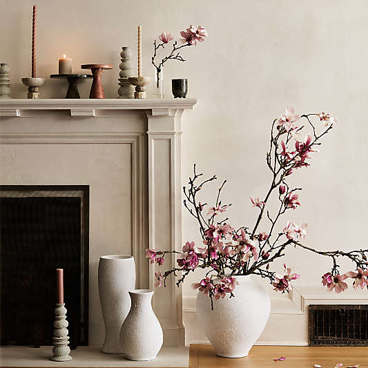 Lorient Tall White Textured Ceramic Vase 22" by Laura Kim