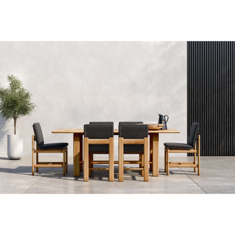Anguilla Teak Outdoor Dining Side Chair with Black Cushions