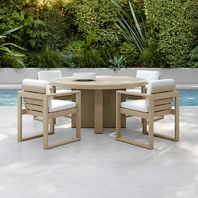 Mallorca 60" Round Wood Outdoor Dining Table