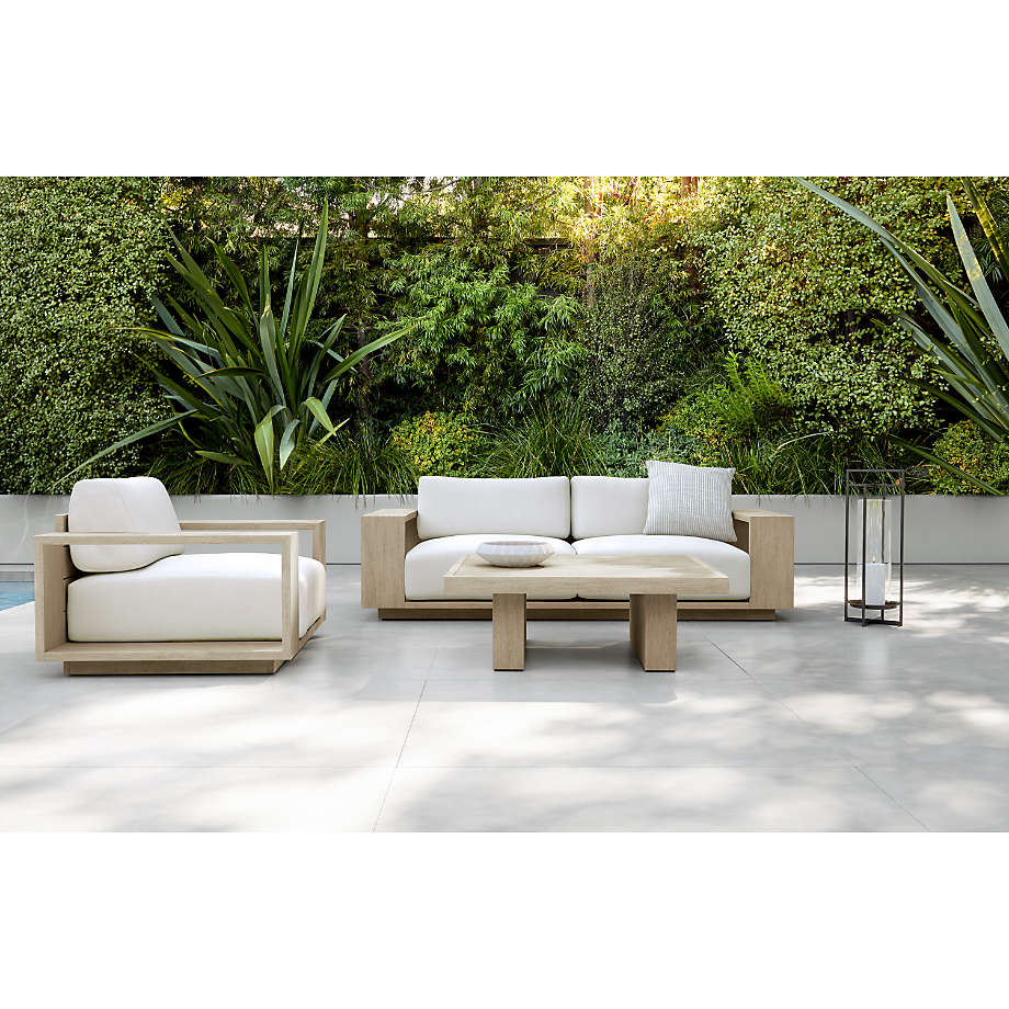 Mallorca Wood Outdoor Lounge Chair with Taupe Cushion Crate Barrel