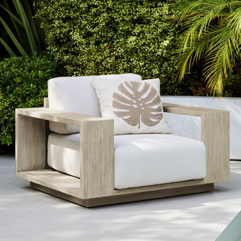Mallorca Wood Outdoor Lounge Chair with Taupe Cushion
