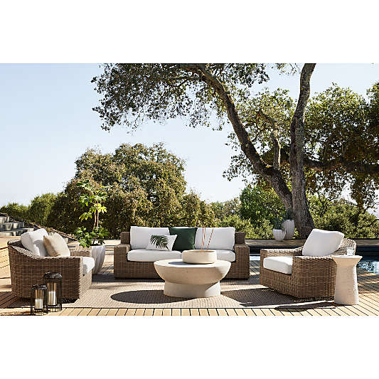 Abaco 83" Resin Wicker Outdoor Sofa with Natural Sunbrella ® Cushions