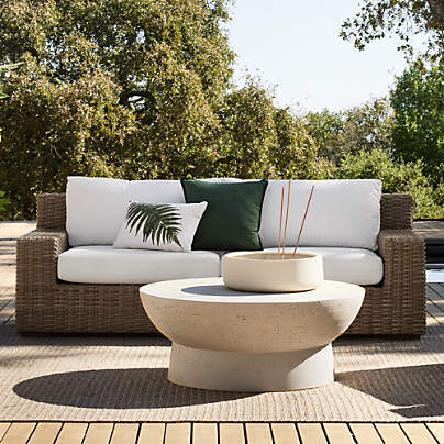 Abaco 83" Resin Wicker Outdoor Sofa with Natural Sunbrella ® Cushions