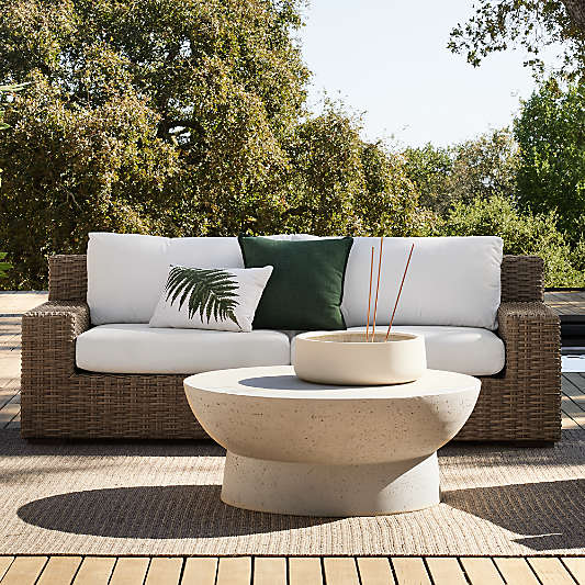 Abaco Resin Wicker Outdoor Sofa with Natural Sunbrella ® Cushions