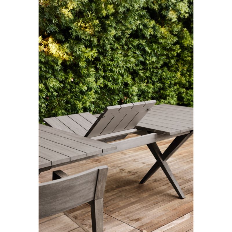 Andorra 91"-112" Weathered Grey Wood Outdoor Extendable Dining Table