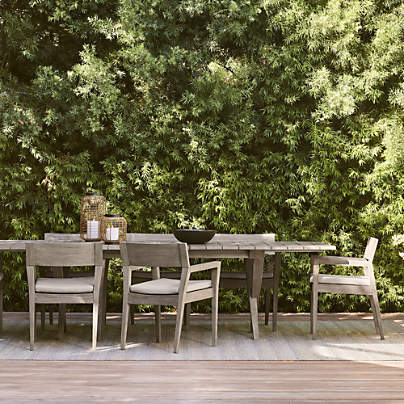 Andorra 91"-112" Weathered Grey Wood Outdoor Extendable Dining Table