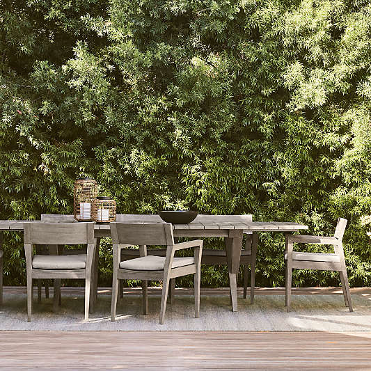 Andorra 91"-112" Weathered Grey Wood Outdoor Extendable Dining Table