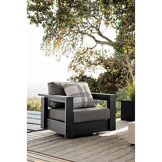 Walker Metal Outdoor Swivel Lounge Chair with Canvas Charcoal Sunbrella ® Cushions