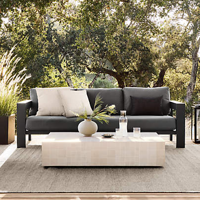 Walker 63" Metal Outdoor Loveseat with Canvas Charcoal Sunbrella ® Cushions