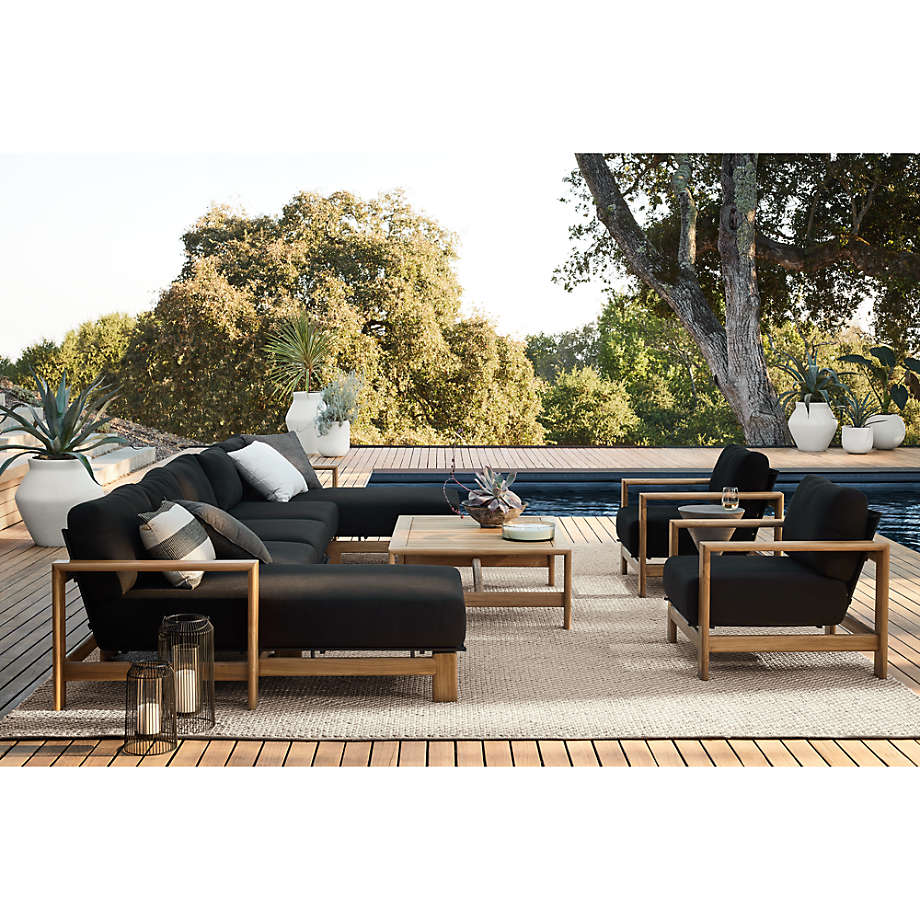 Teak outdoor furniture clearance with black cushions