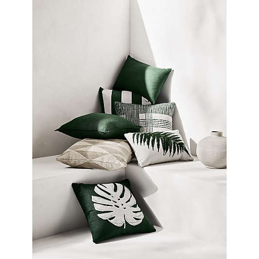 Monstera Jacquard 20"x20" Sea Green Outdoor Throw Pillow