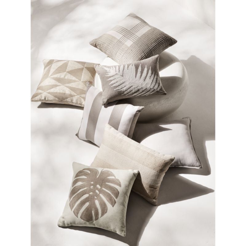 Loggia Tan 20"x20" Plaid Outdoor Throw Pillow - image 2 of 4