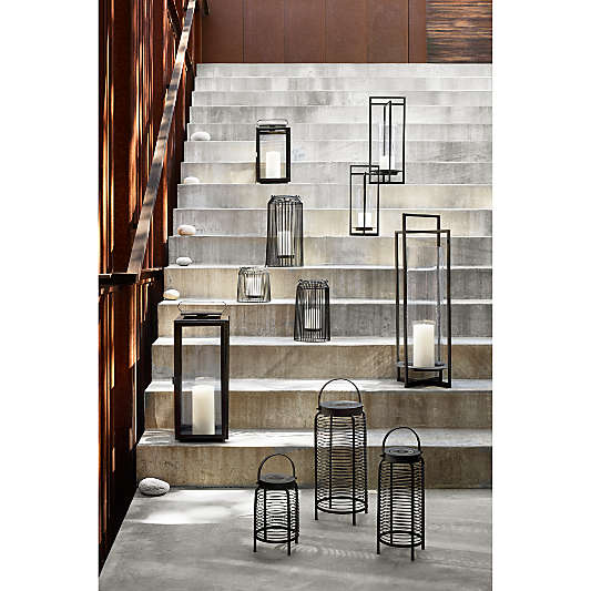 Wells Black Metal LED Solar Outdoor Lanterns