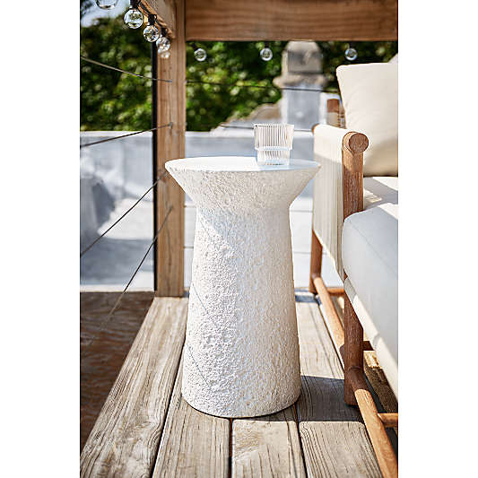 Nayarit 14" White Round Concrete Indoor/Outdoor Side Table
