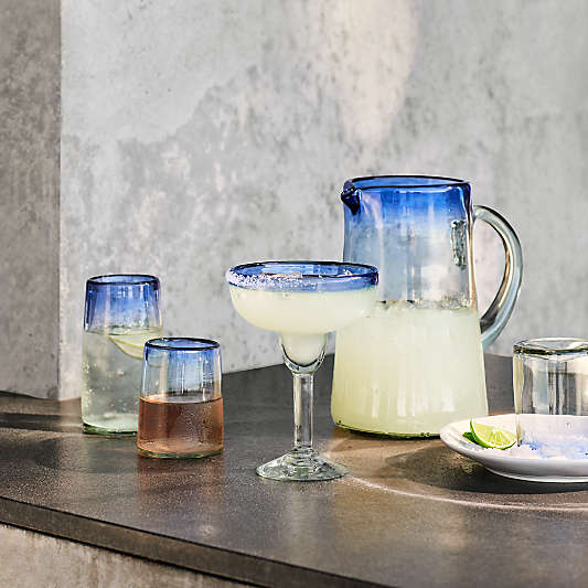 Pacifico 70-oz. Blue Rim Glass Pitcher