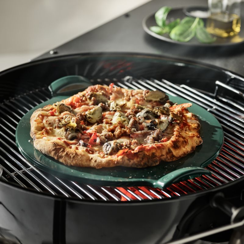 Emile Henry Dark Green Glazed Pizza Stone