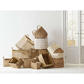 Honey-Can-Do Natural Wicker Multi-Purpose Baskets with Dividers (Set of 2)