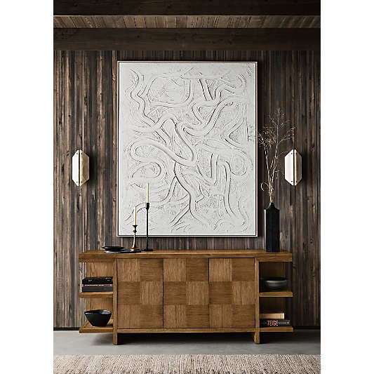 Pierre 76" Light Brown Oak Wood Credenza