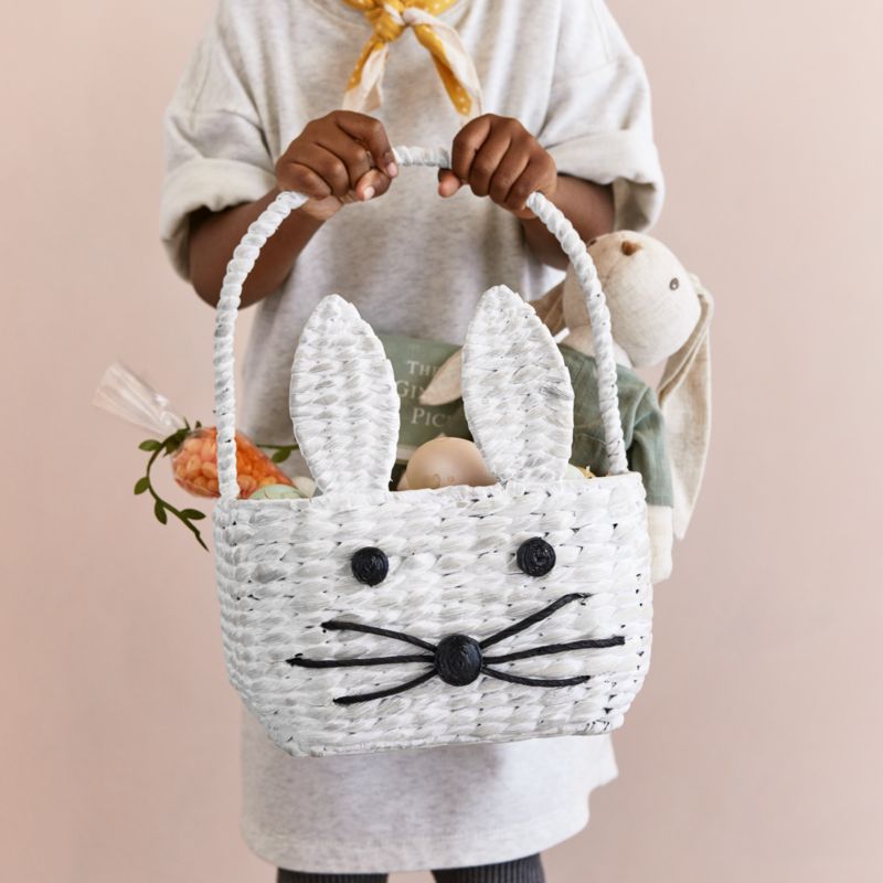 White Woven Bunny Kids Easter Basket - image 1 of 12