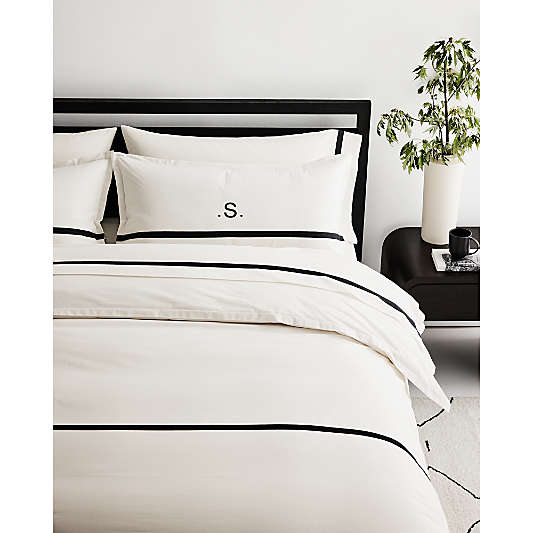 Organic Cotton Percale Ink Black Tuxedo Duvet Covers