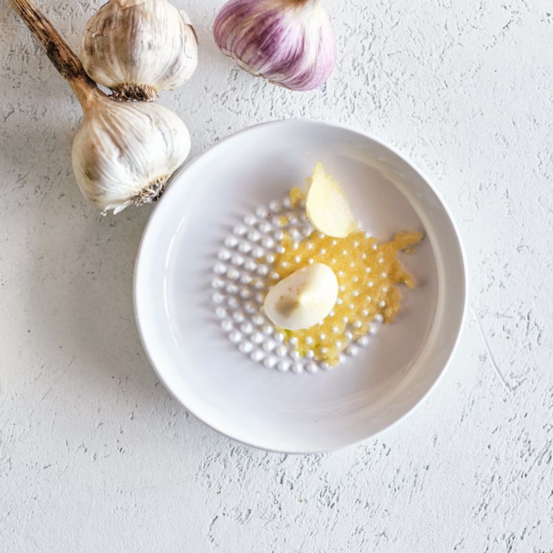 White Ceramic Garlic Plate - image 3 of 5