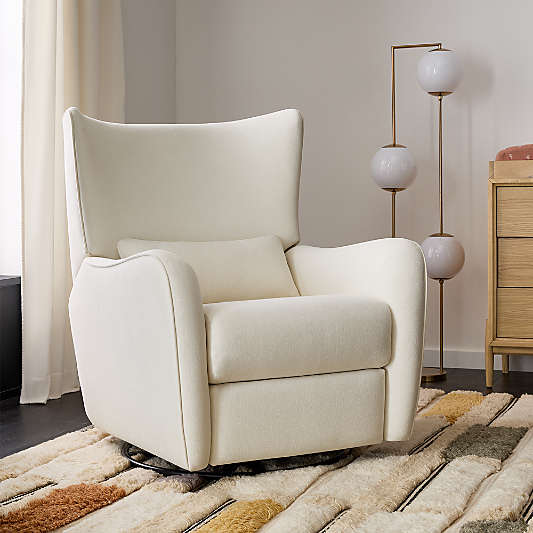 Aurora Cream Nursery Electronic Power Recliner with Night Light