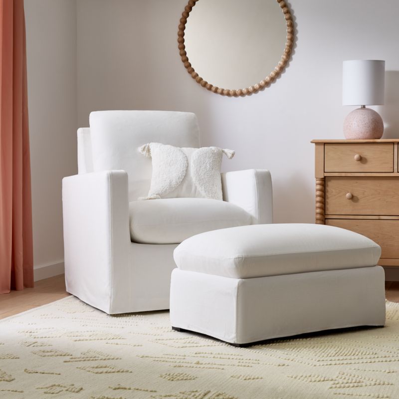 Ever Slipcovered White Nursery Glider Chair and Ottoman by Leanne Ford - image 2 of 12