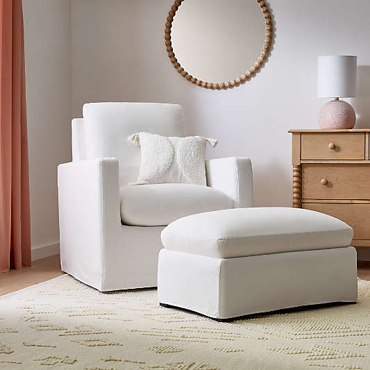 Ever White Slipcovered Storage Nursery Ottoman by Leanne Ford